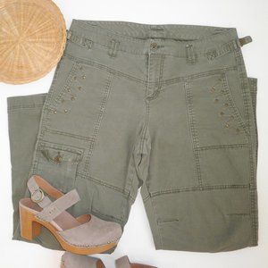 Vintage Venezia 90's Straight Leg High Rise Studded Olive CARGO Utility Pants 12